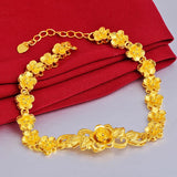 18k Plum Blossom Bracelet Flower Hand Chain Wedding Jewelry