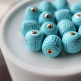 18k Turquoise Bead Pendant Inlaid Jewelry