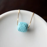 18k Turquoise Bead Pendant Inlaid Jewelry