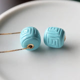 18k Turquoise Bead Pendant Inlaid Jewelry