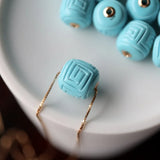 18k Turquoise Bead Pendant Inlaid Jewelry