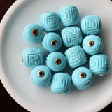 18k Turquoise Bead Pendant Inlaid Jewelry