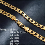 18k Necklace Cuban Chain Wedding Engagement Jewelry