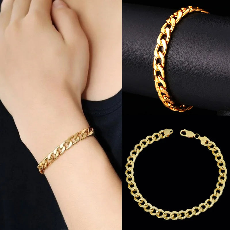 18k Necklace Cuban Chain Wedding Engagement Jewelry
