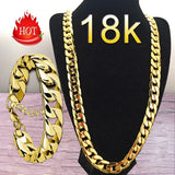 18k Necklace Cuban Chain Wedding Engagement Jewelry