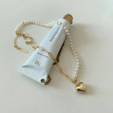 925 Silver Love Heart Pendant Necklace with Freshwater Pearl Beads