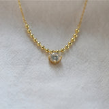925 Sterling Silver Beaded Chain Necklace Zircon Necklaces Pendants