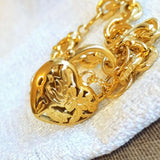 18k Plated Heart Belcher Padlock Bracelet 7mm Chain Width Solid Jewelry