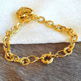 18k Plated Heart Belcher Padlock Bracelet 7mm Chain Width Solid Jewelry