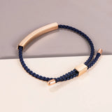 18k Plated Bar Logo Bracelets Adjustable Braided Rope Bracelet
