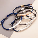 18k Plated Bar Logo Bracelets Adjustable Braided Rope Bracelet