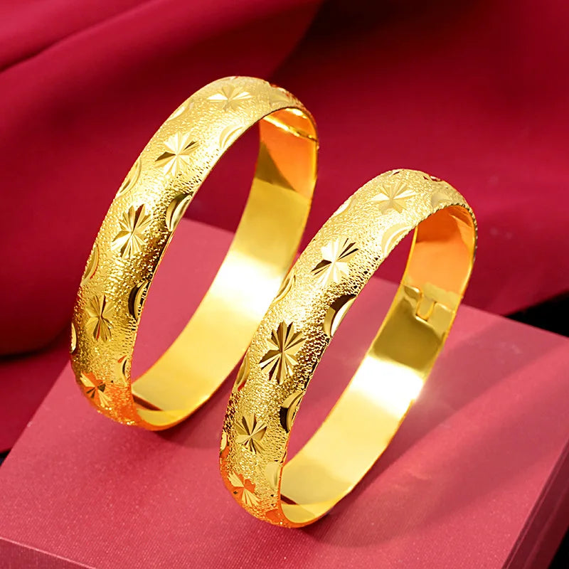 18k Plated Matte Buckle Bridal Bracelet Bangle Wedding Jewelry Gift