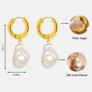 Chunky Hoop Earrings Two Way Baroque Pearl Vintage Huggie Circle Jewelry