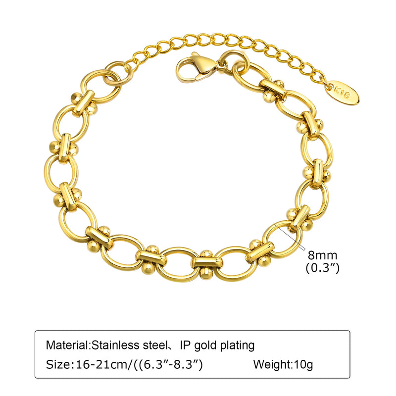 18k Plated Chunky Oval Link Chain Bracelets for Women