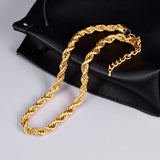 18k Plated Twist Necklace Pendant for Women Hip Hop Ins Gold Clavicle Chains