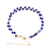 18k Plated Copper Chain Bracelets with Lapis Lazuli Beads