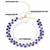 18k Plated Copper Chain Bracelets with Lapis Lazuli Beads