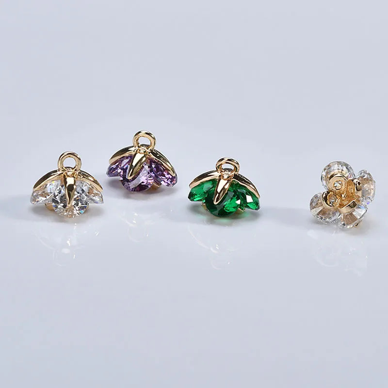 18k Plated Zircon Flower Pendant for DIY Earring