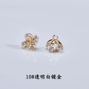 18k Plated Zircon Flower Pendant for DIY Earring