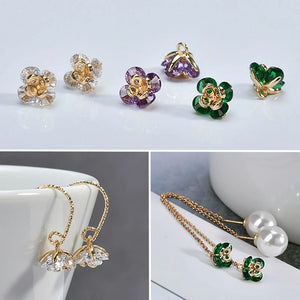 18k Plated Zircon Flower Pendant for DIY Earring