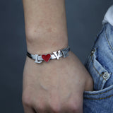 Adjustable Red Enamel Letter H Chain Bracelet