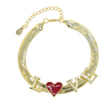 Adjustable Red Enamel Letter H Chain Bracelet