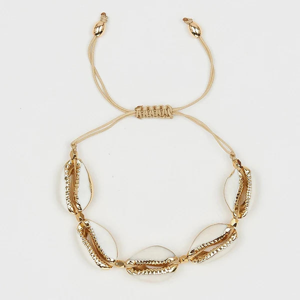 18k Plated Puka Cowrie Shells Necklace Cord Closure