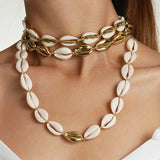 18k Plated Puka Cowrie Shells Necklace Cord Closure