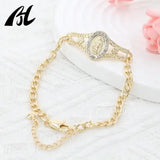 18k Oval Muti Zirconia Tri-Tone Chain San Judas Esclava Bracelet