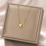 18k Plated Peach Heart Pendant Necklace for Women Ladies Clavicle Chain