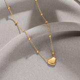 18k Plated Peach Heart Pendant Necklace for Women Ladies Clavicle Chain