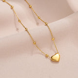 18k Plated Peach Heart Pendant Necklace for Women Ladies Clavicle Chain