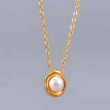 18k Plated Peach Heart Pendant Necklace for Women Ladies Clavicle Chain