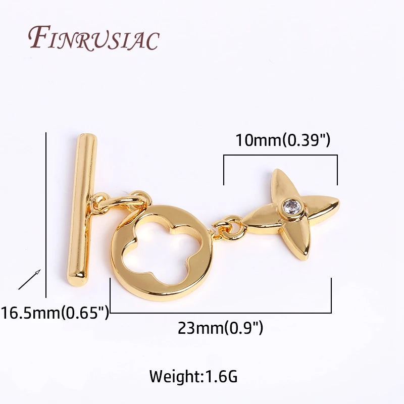18k Plated Flower Toggle Clasp with Star Charms