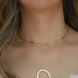 18k Plated CZ Charm Choker Herringbone Chain Necklace Dainty Jewelry for Women