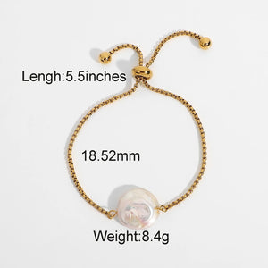 18k Plated Stainless Steel Bracelet Women Freshwater Pearl Waterproof Jewelry