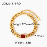 18k Plated Stainless Steel Bracelet Women Colorful Zircon Cuban Chain Jewelry