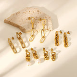 18k Plated Stainless Steel Pearl Chain Earrings for Women
