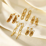 18k Plated Stainless Steel Pearl Chain Earrings for Women