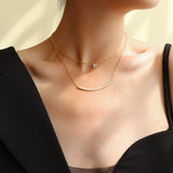 18k Plated CZ Paved Smile Layered Pendant Necklace for Women Girls