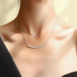 18k Plated CZ Paved Smile Layered Pendant Necklace for Women Girls