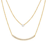 18k Plated CZ Paved Smile Layered Pendant Necklace for Women Girls