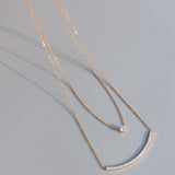 18k Plated CZ Paved Smile Layered Pendant Necklace for Women Girls