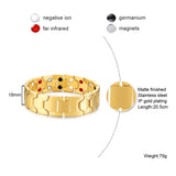 18k Gold-Plated Health Magnet Stone Bracelet Men's Bangele 8.26''