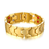 18k Gold-Plated Health Magnet Stone Bracelet Men's Bangele 8.26''