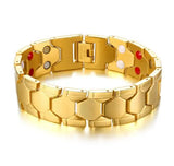 18k Gold-Plated Health Magnet Stone Bracelet Men's Bangele 8.26''