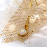 Opal Water Drop Pendant Necklace, 18k Plated Stainless Steel