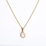 Opal Water Drop Pendant Necklace, 18k Plated Stainless Steel
