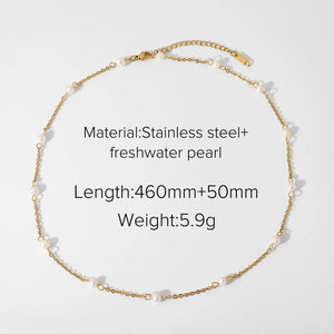 18k Plated Stainless Steel Natural Freshwater Pearl Pendant Necklace