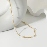 18k Plated Stainless Steel Natural Freshwater Pearl Pendant Necklace